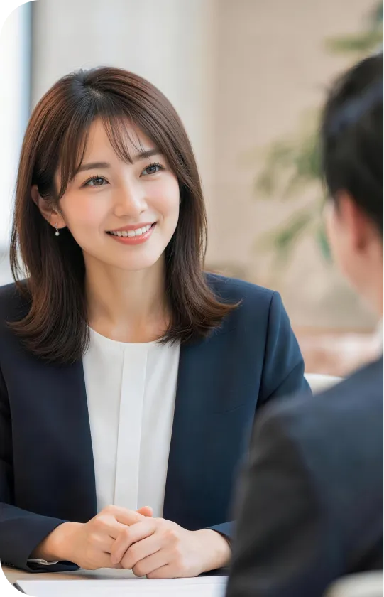 就活生の相談に笑顔で応じるキャリアアドバイザー
